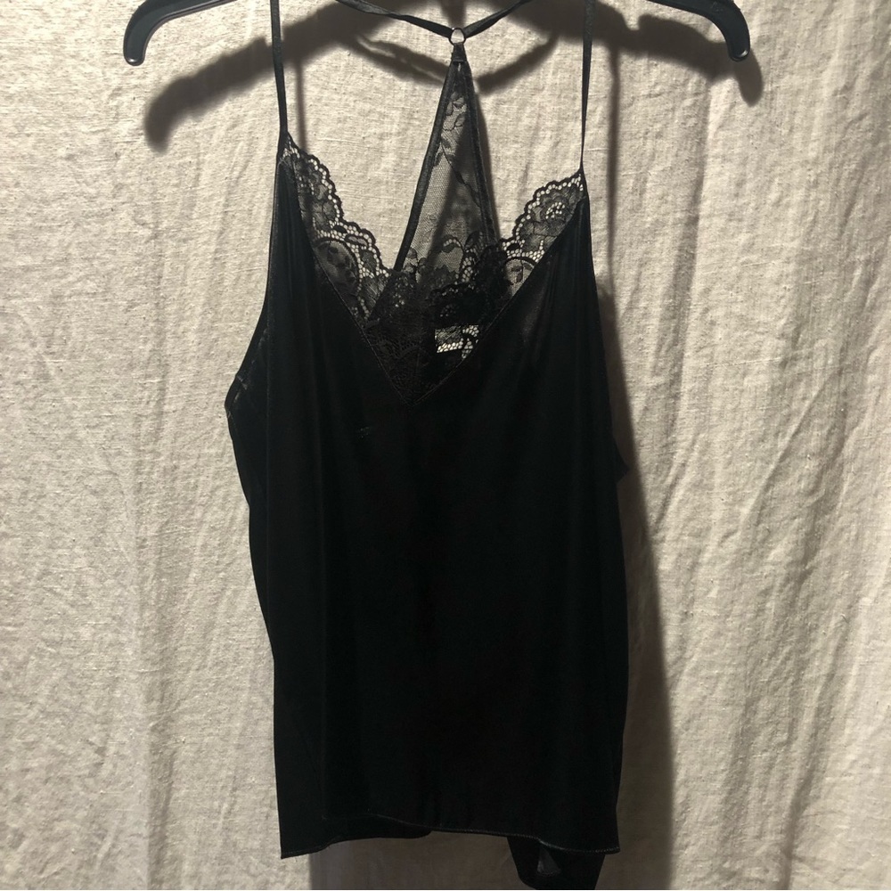 In Bloom by Jonquil black Camisole spaghetti straps with racerback lace L